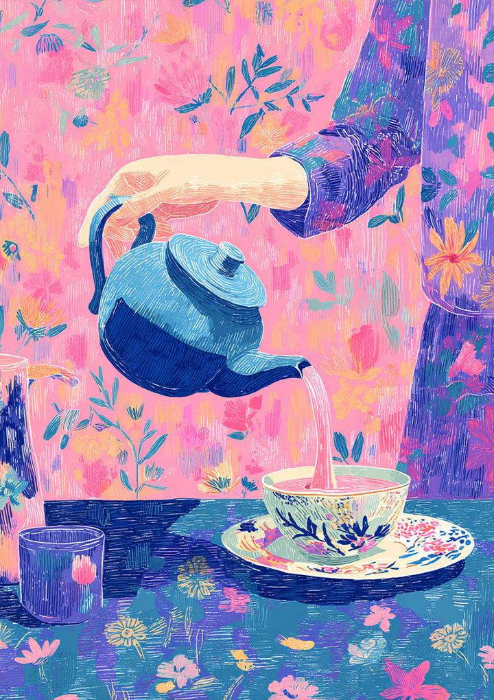 Roze Theeritueel Schilderij