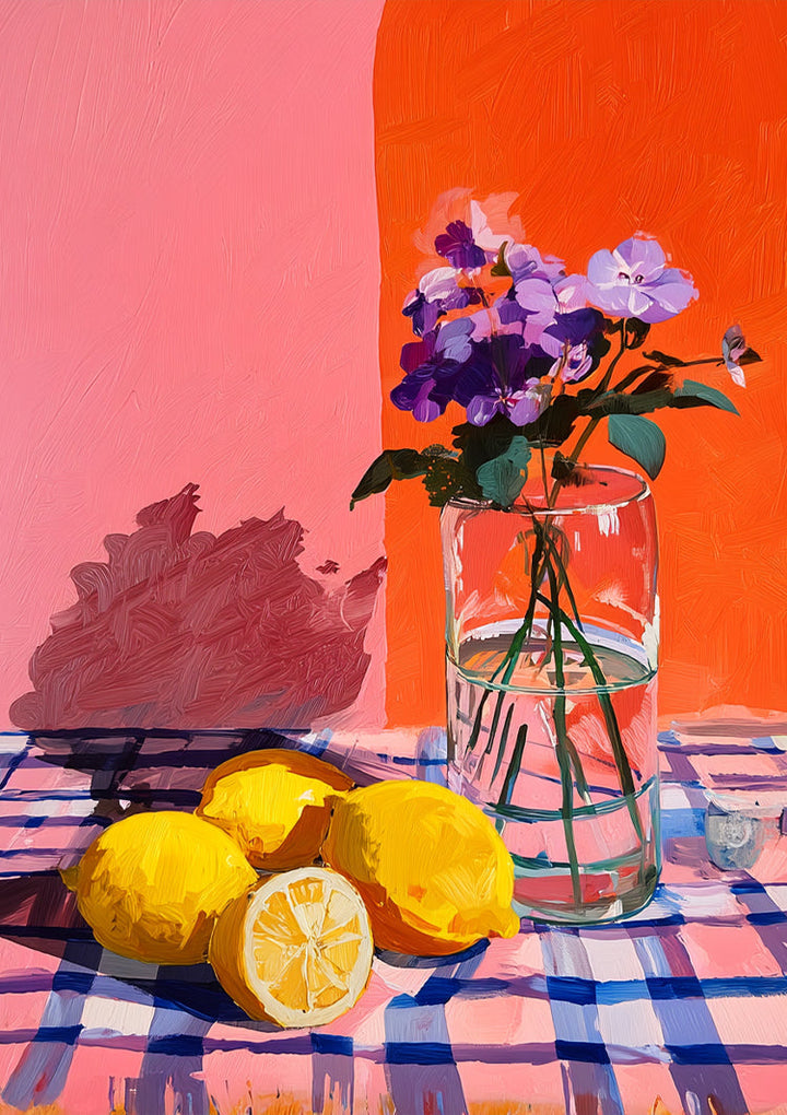 Citroen en Viooltjes Schilderij