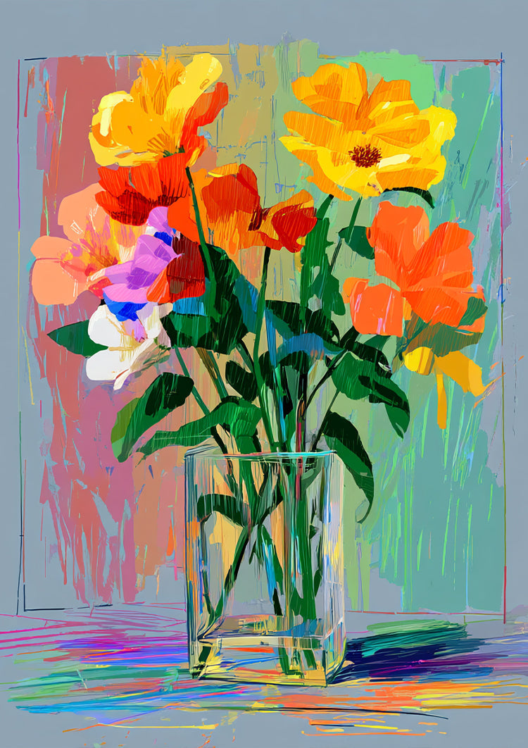 Regenboogboeket Schilderij