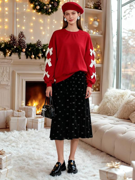 MARIE™ - Colorblock Butterfly Knot Loose Fit Sweatshirt