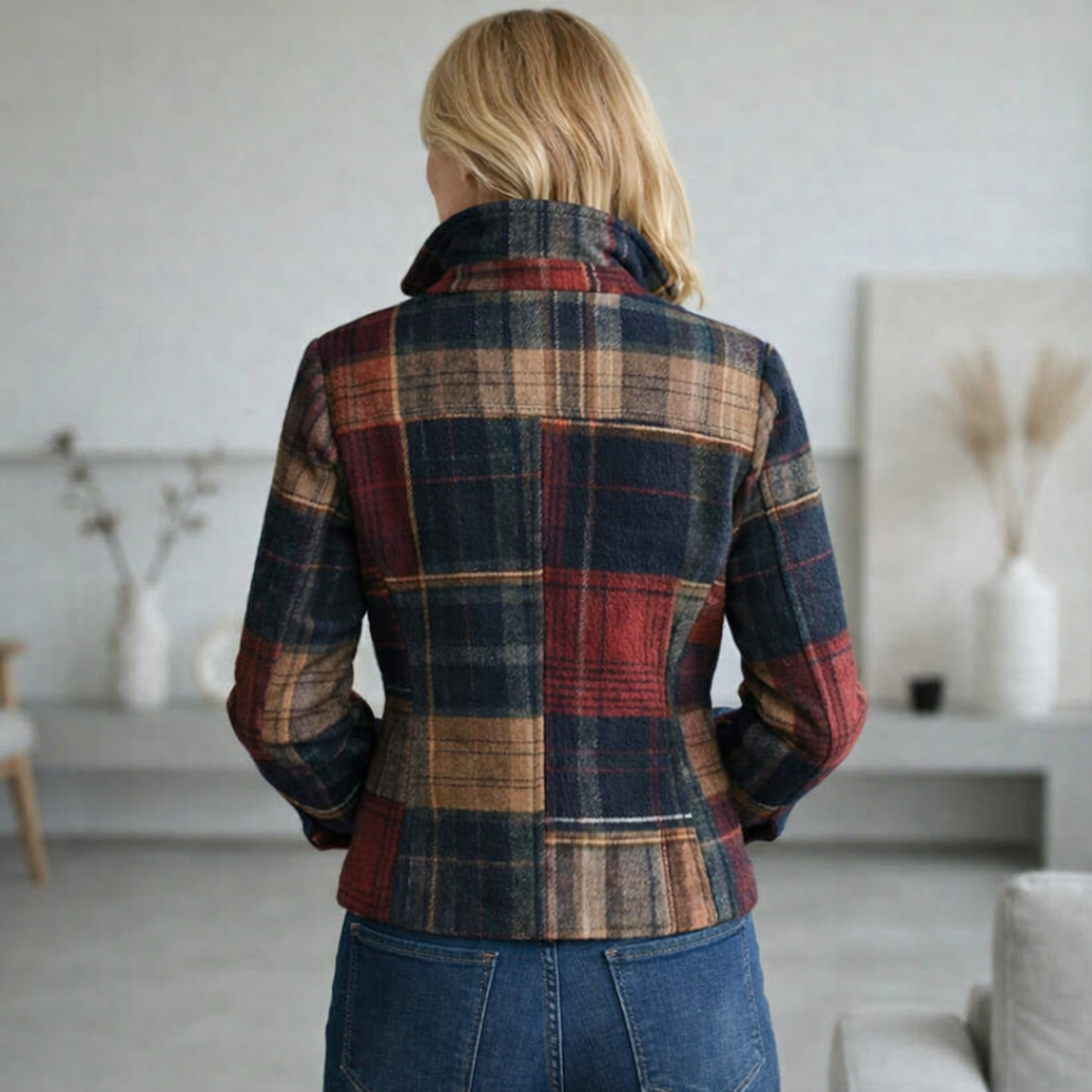NATALIE | Plaid coat with stand collar