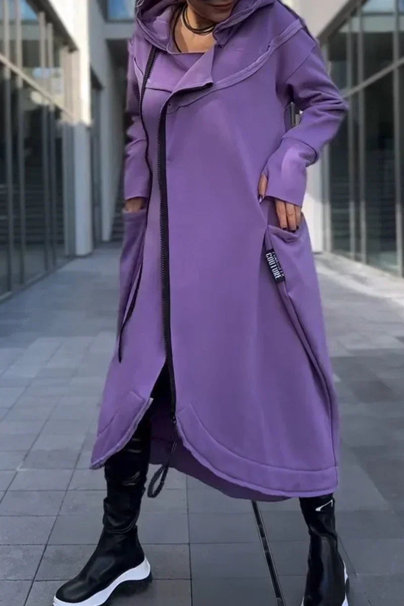 Rachele | Lightweight Long Zip-up Hoodie Dress