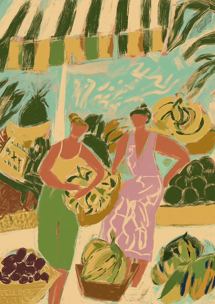 Marktdag in Kleur Schilderij
