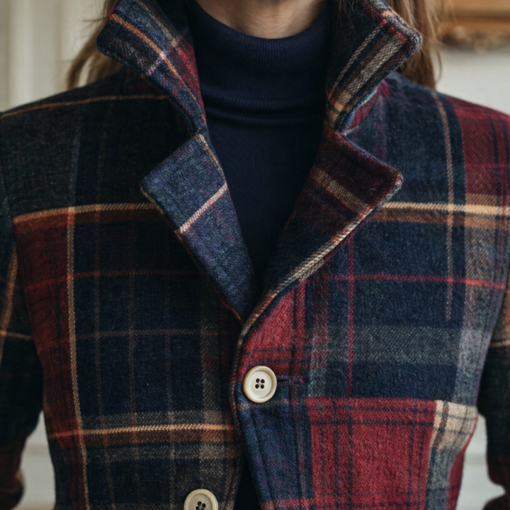NATALIE | Plaid coat with stand collar