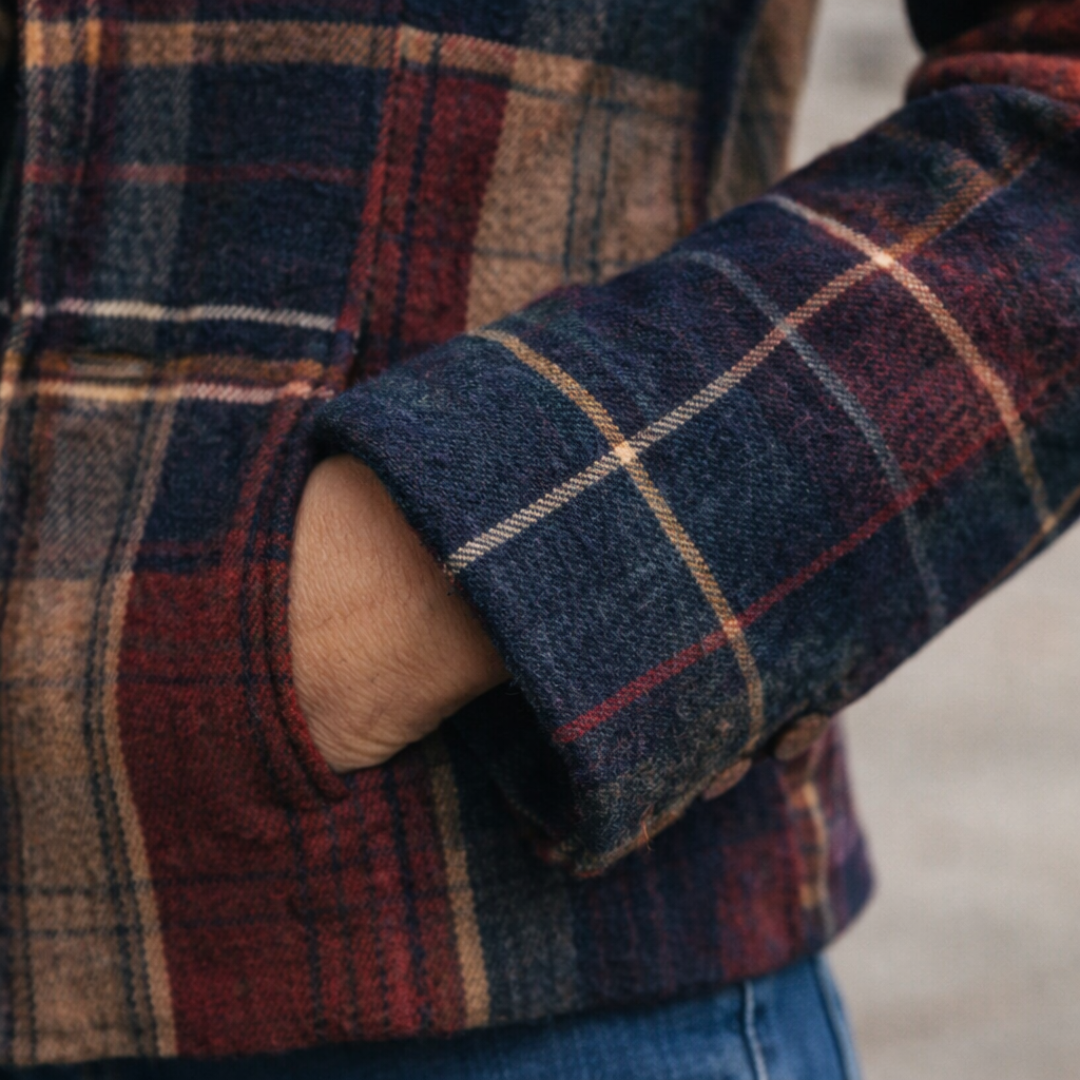 NATALIE | Plaid coat with stand collar