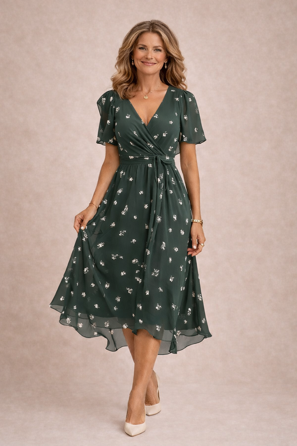 Floral Chiffon Midi Dress