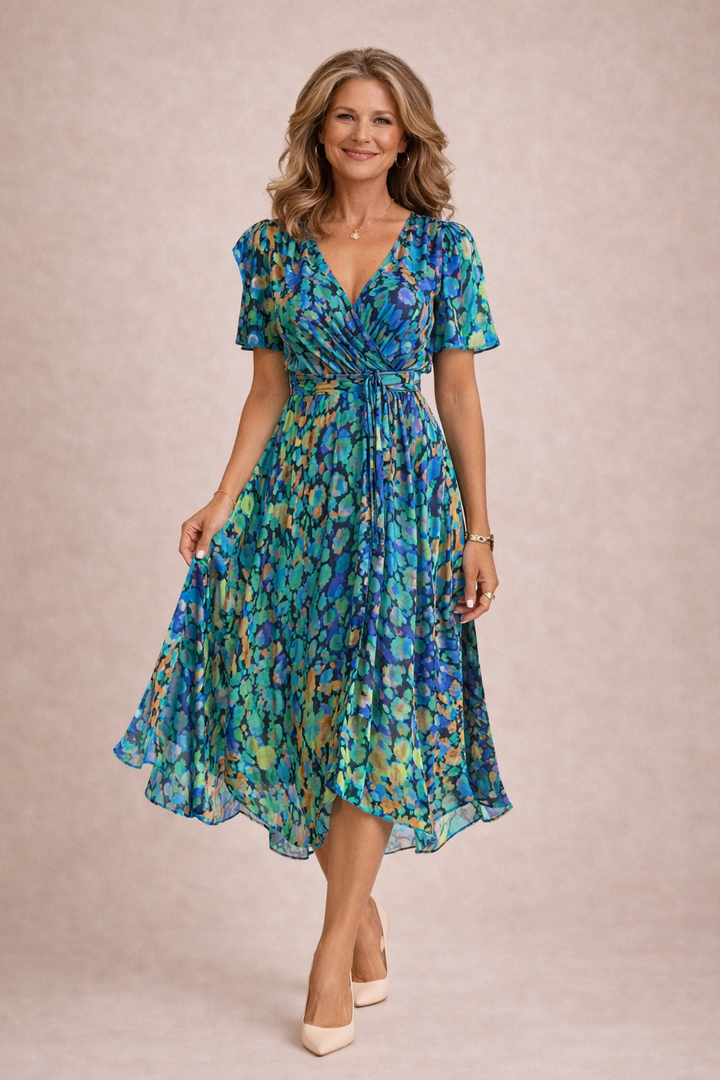 Floral Chiffon Midi Dress