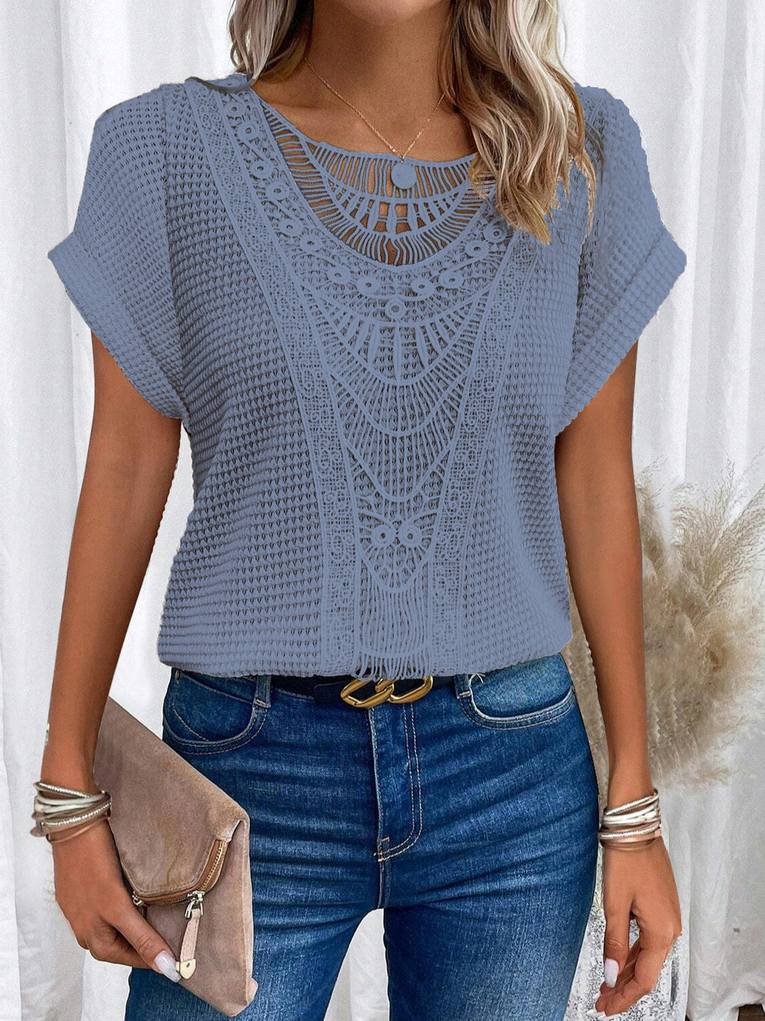 Leah – Lace Detail Short Sleeve Top