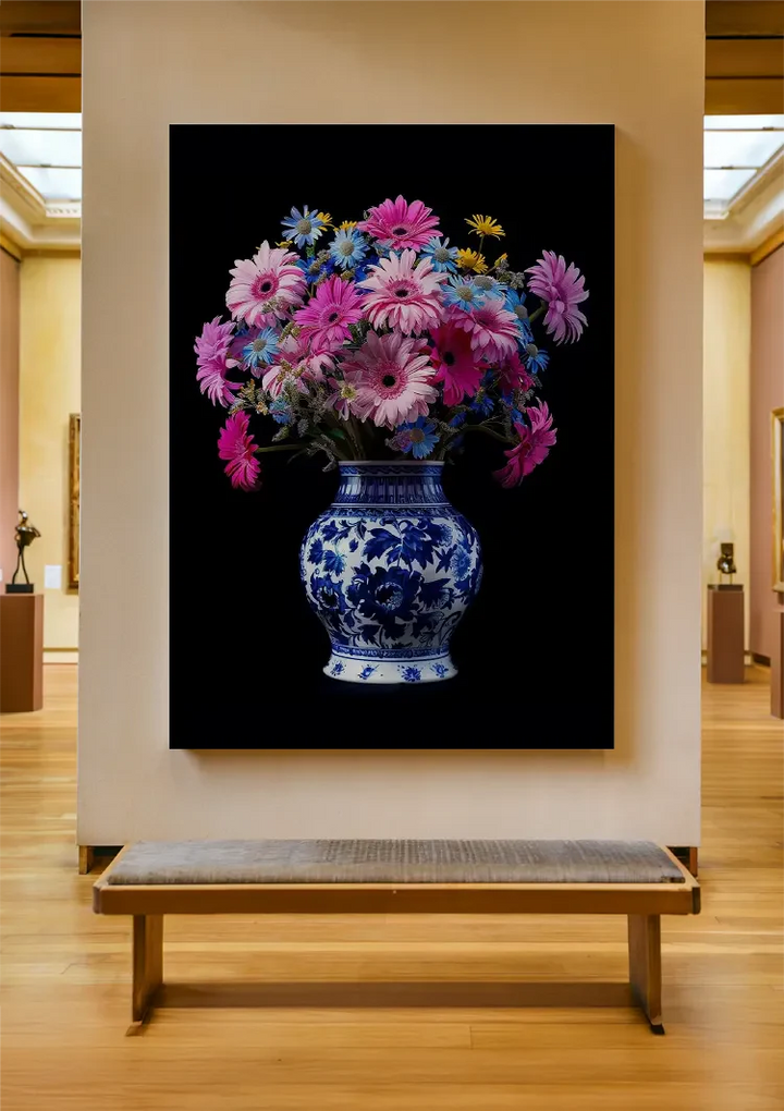 Delfts Blauw Bonte Bloemenpracht In Vaas Schilderij