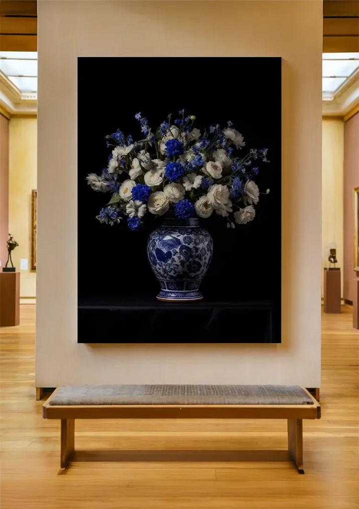 Delfts Blauw Vaas Met Bloemen Schilderij