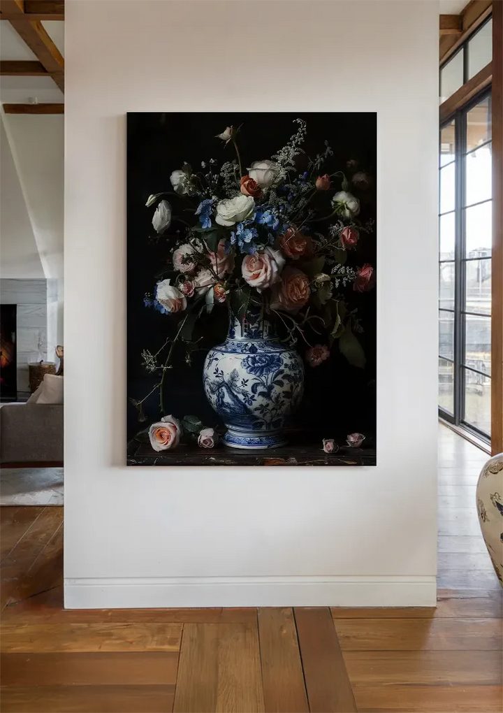 Delfts Blauw Rozen en Vaas Schilderij