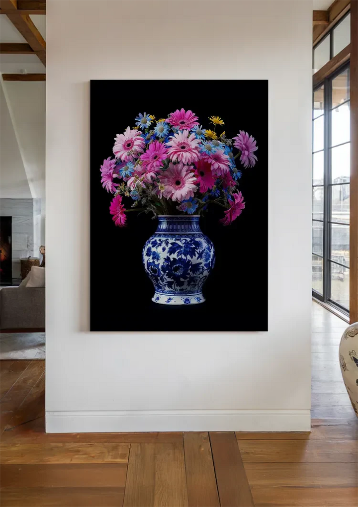 Delfts Blauw Bonte Bloemenpracht In Vaas Schilderij