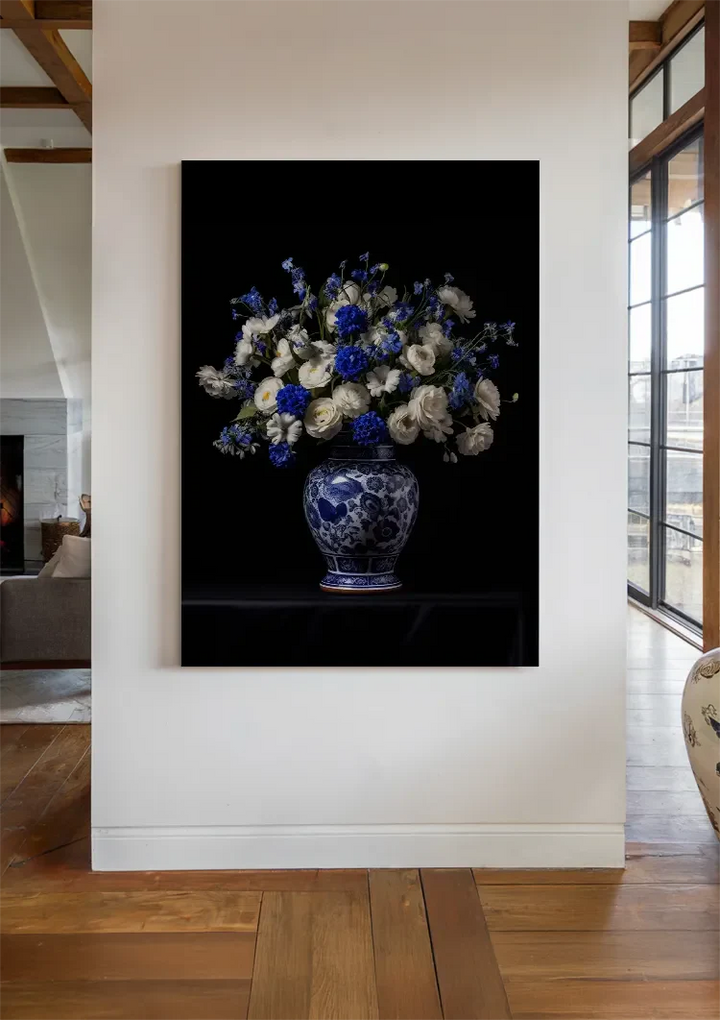 Delfts Blauw Vaas Met Bloemen Schilderij