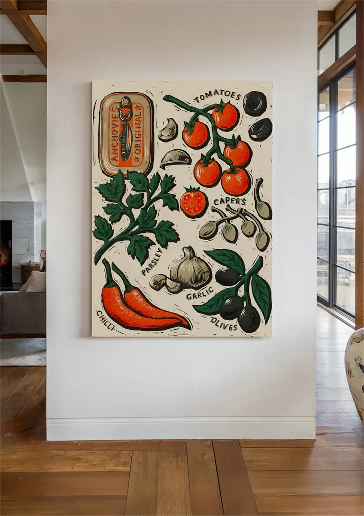 Ingrediënten 'Italia' Schilderij