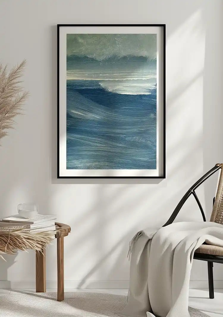 Geschilderd blauwe zee schilderij