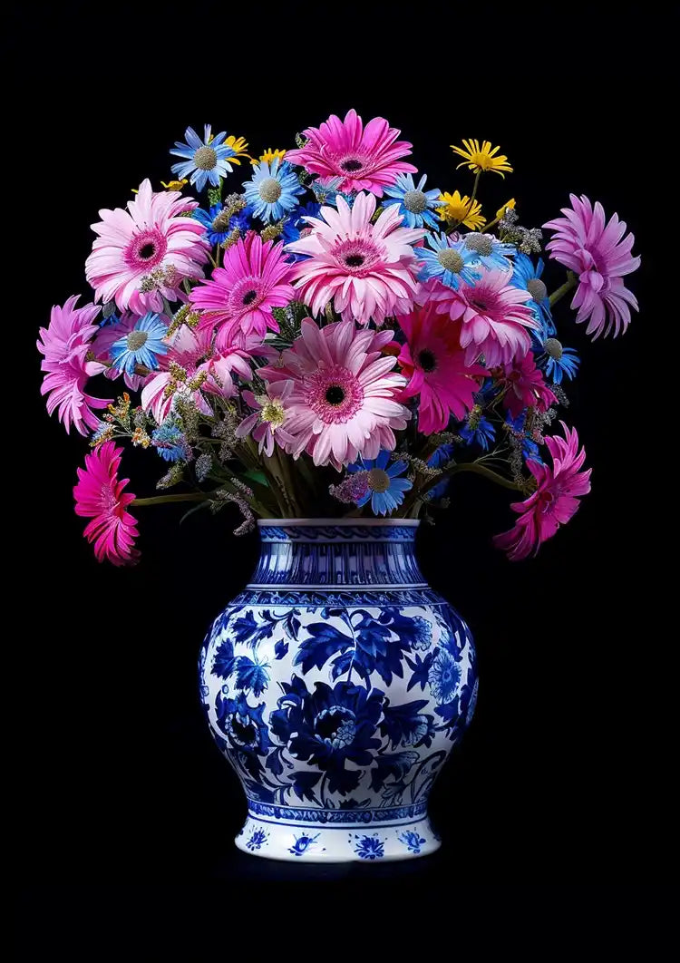 Delfts Blauw Bonte Bloemenpracht In Vaas Schilderij