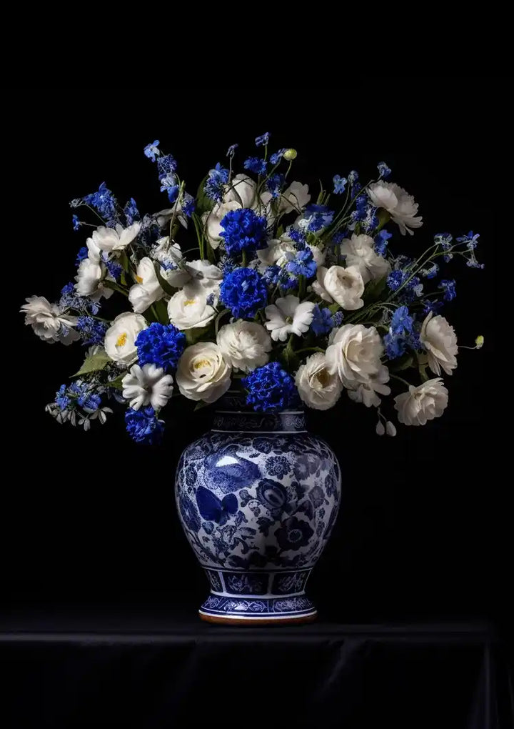 Delfts Blauw Vaas Met Bloemen Schilderij