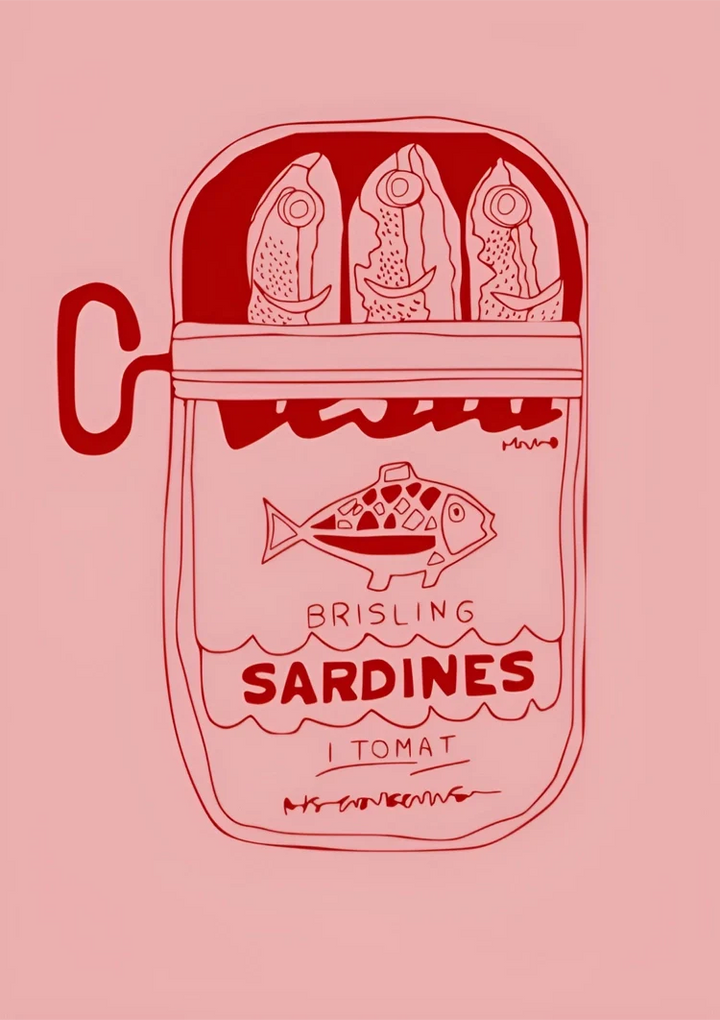 Grafisch Sardineblikje Schilderij