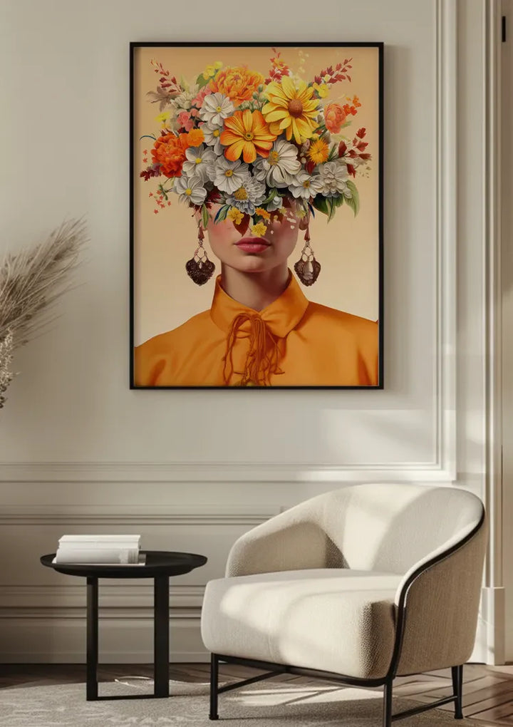 Orange Flower Lady Schilderij