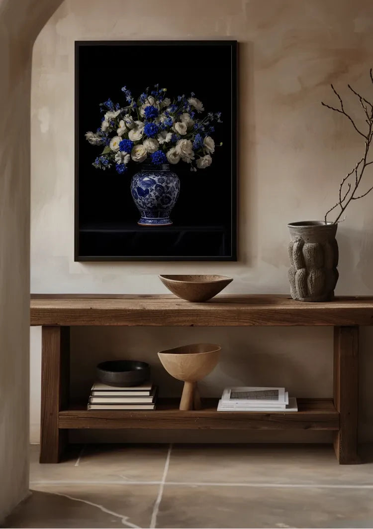 Delfts Blauw Vaas Met Bloemen Schilderij