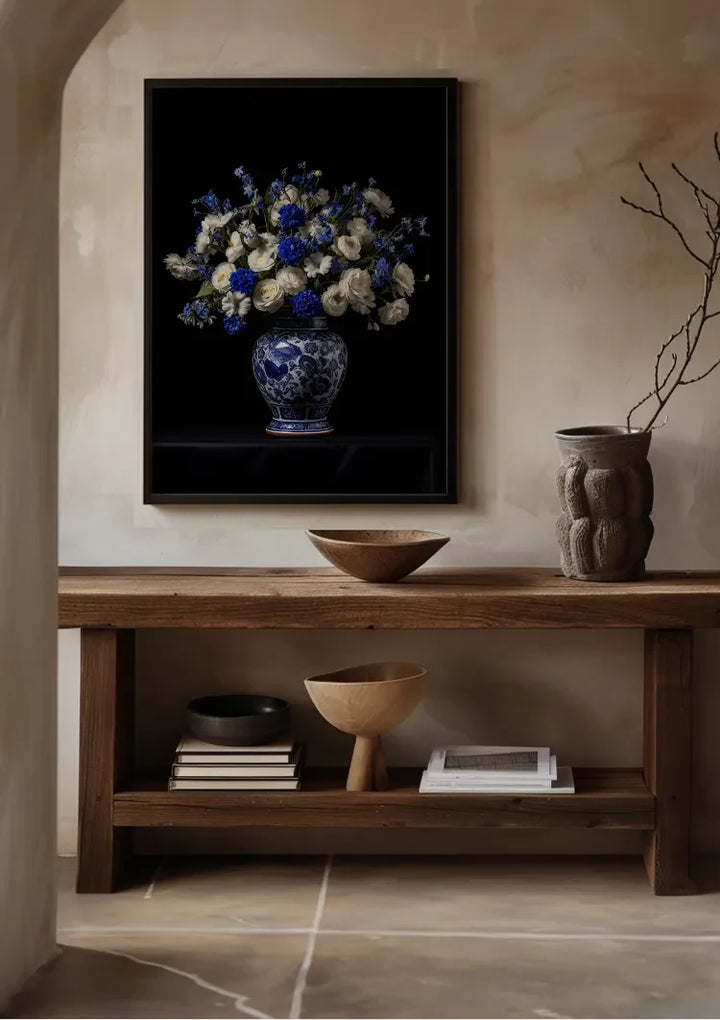 Delfts Blauw Vaas Met Bloemen Schilderij