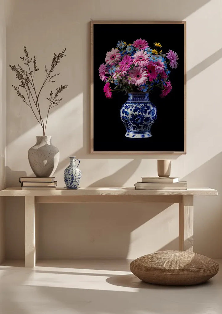 Delfts Blauw Bonte Bloemenpracht In Vaas Schilderij