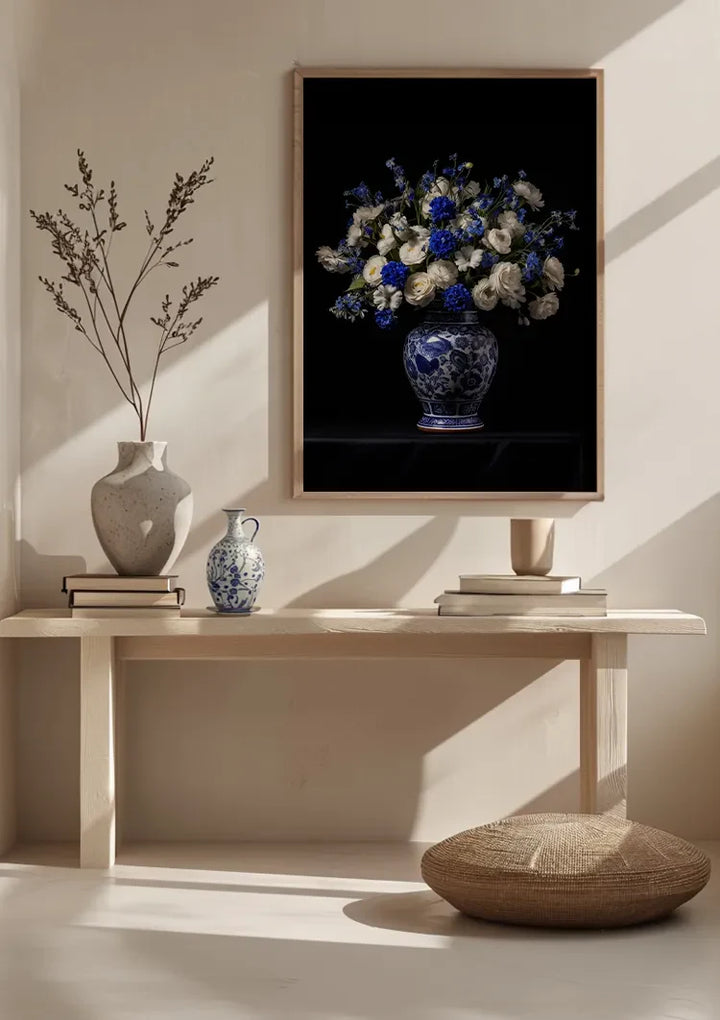 Delfts Blauw Vaas Met Bloemen Schilderij