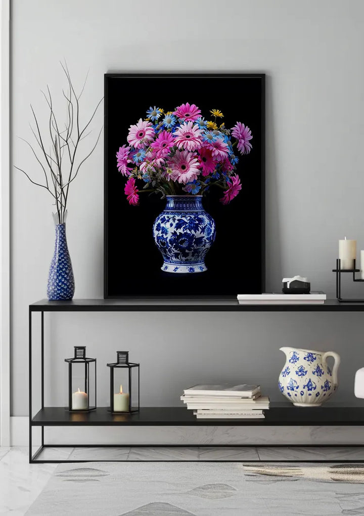 Delfts Blauw Bonte Bloemenpracht In Vaas Schilderij
