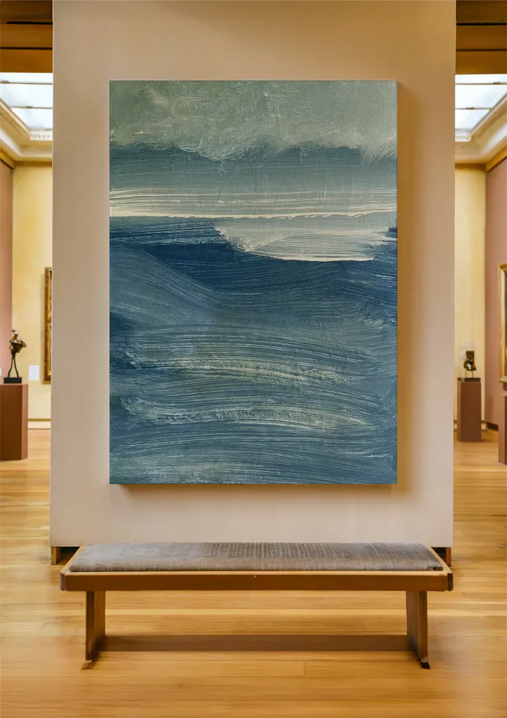 Geschilderd blauwe zee schilderij