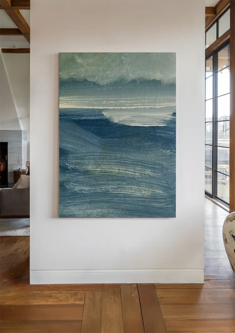 Geschilderd blauwe zee schilderij