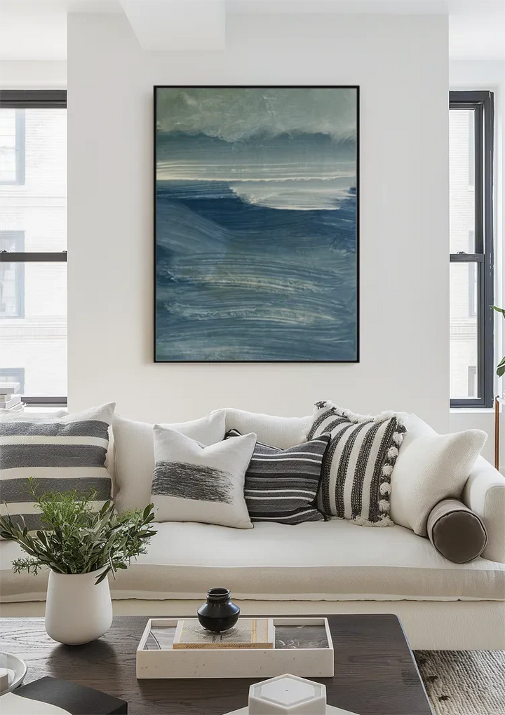 Geschilderd blauwe zee schilderij