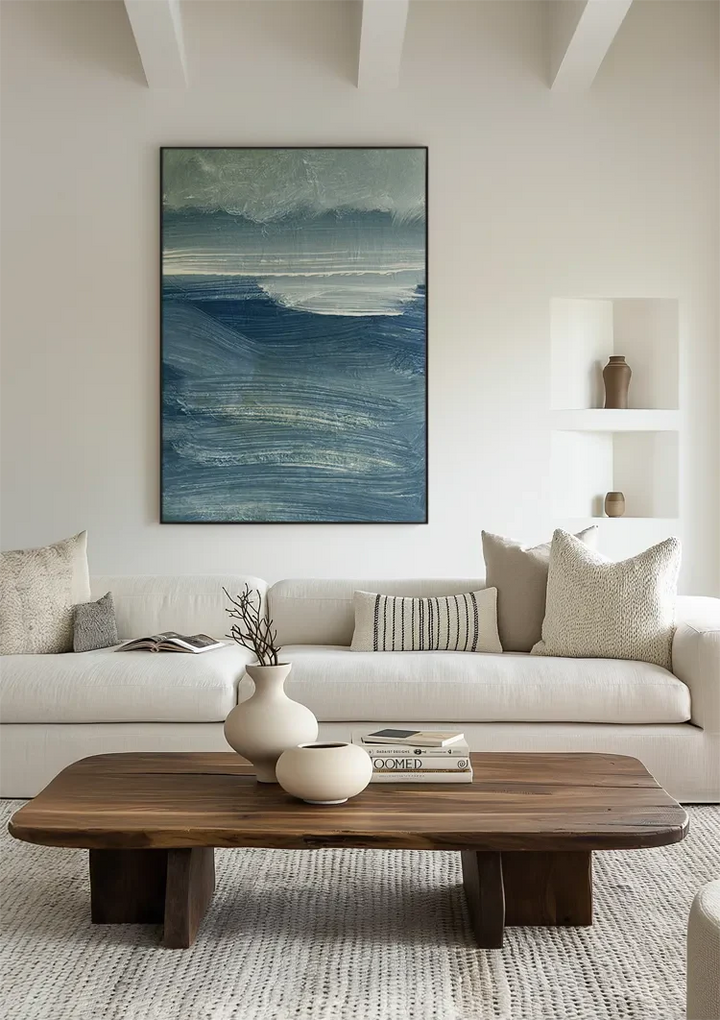 Geschilderd blauwe zee schilderij
