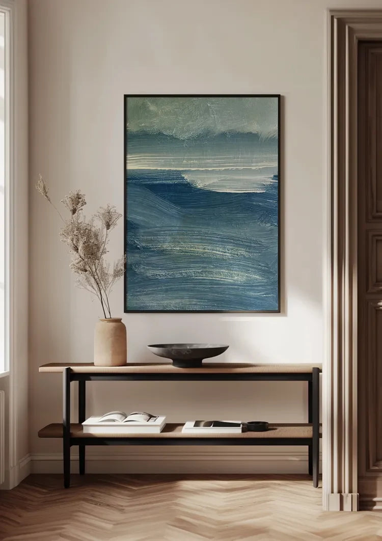 Geschilderd blauwe zee schilderij