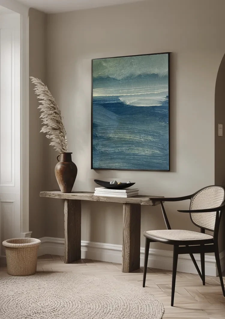 Geschilderd blauwe zee schilderij
