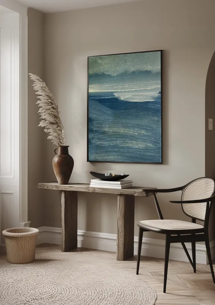 Geschilderd blauwe zee schilderij