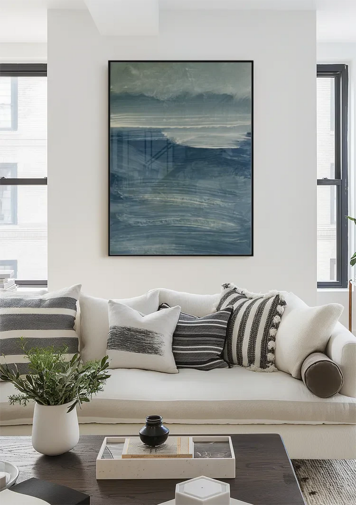 Geschilderd blauwe zee schilderij