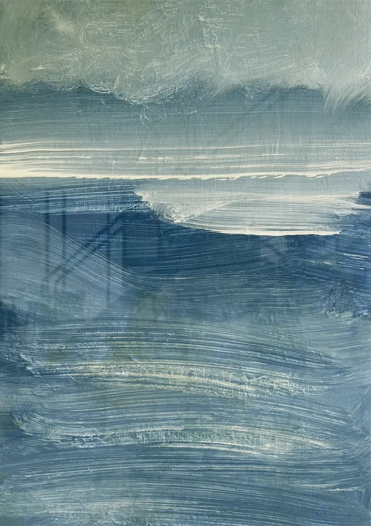 Geschilderd blauwe zee schilderij