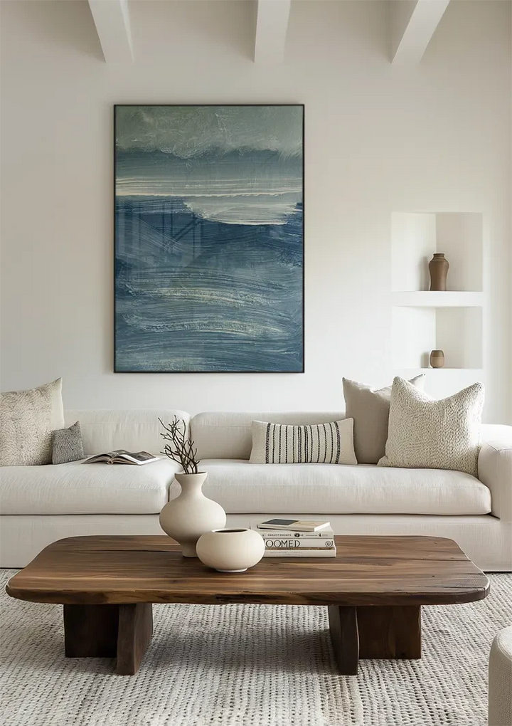 Geschilderd blauwe zee schilderij