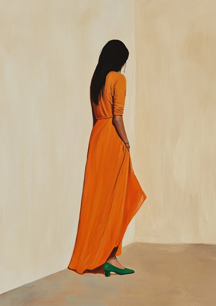 De Vrouw in Oranje Schilderij