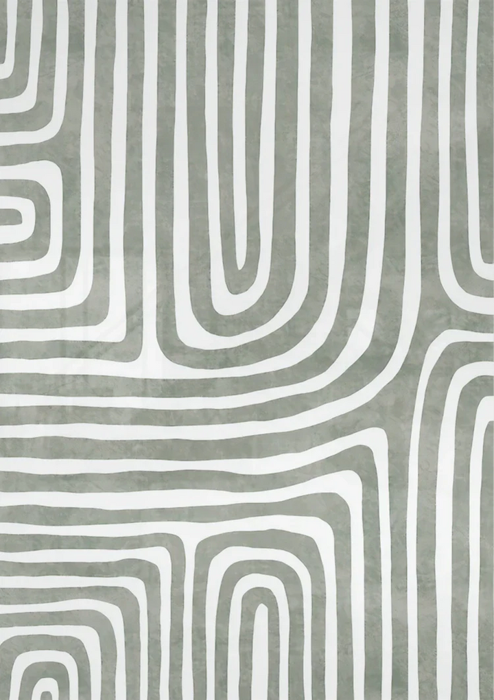 Abstracte Groene Ronde Lijnen Schilderij