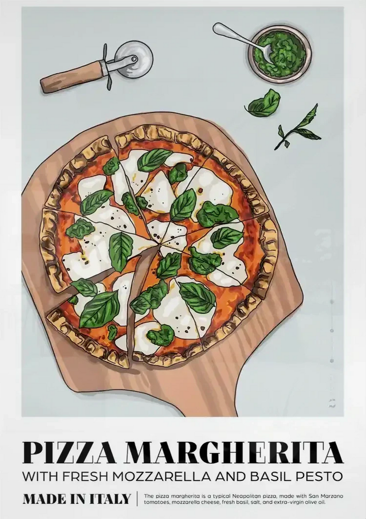 Napolitaanse Pizza Margherita Schilderij