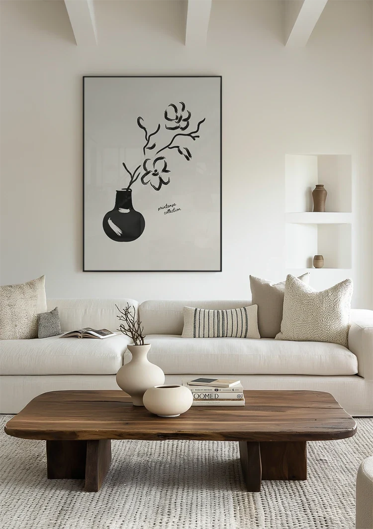 Black And White Flower In Vase  Schilderij
