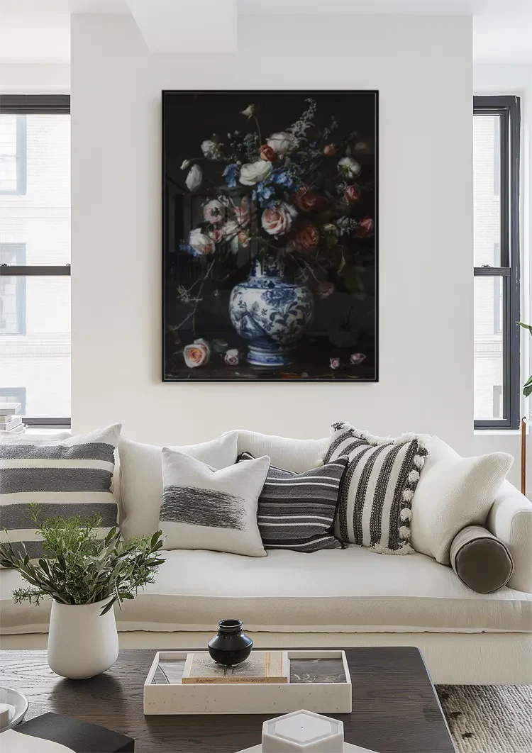 Delfts Blauw Rozen en Vaas Schilderij