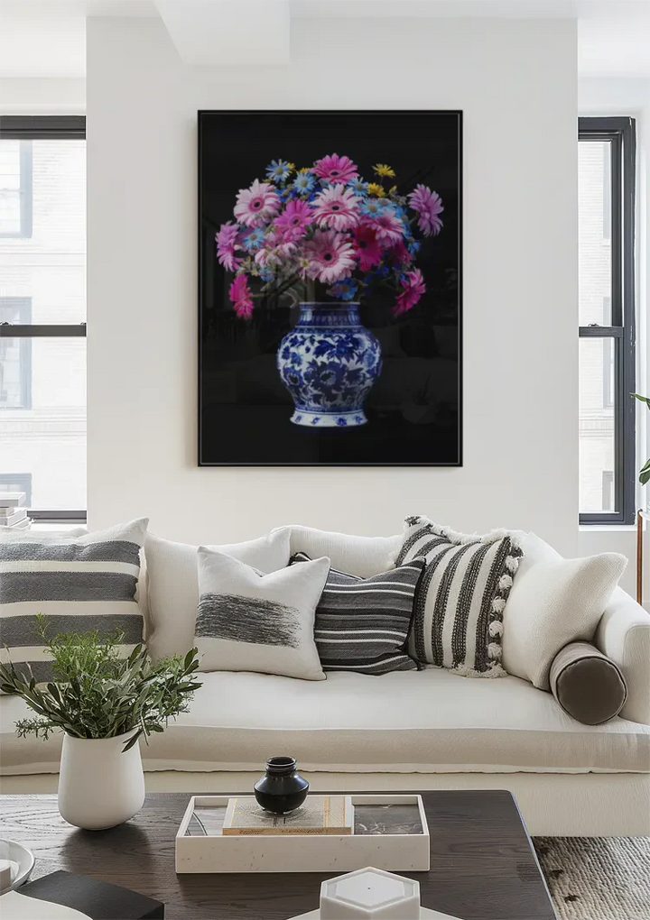 Delfts Blauw Bonte Bloemenpracht In Vaas Schilderij
