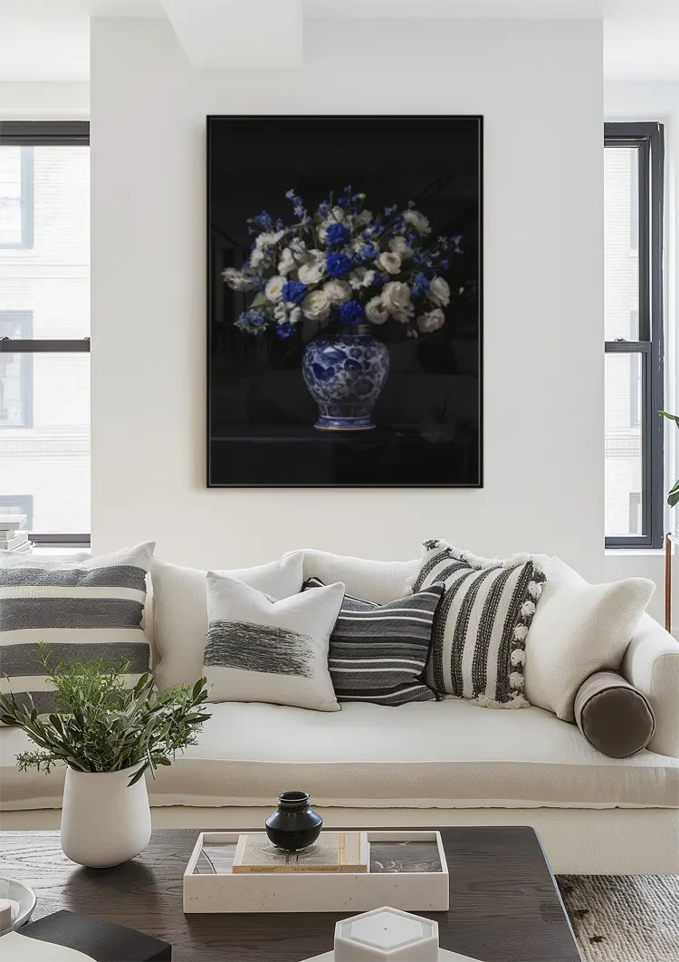 Delfts Blauw Vaas Met Bloemen Schilderij