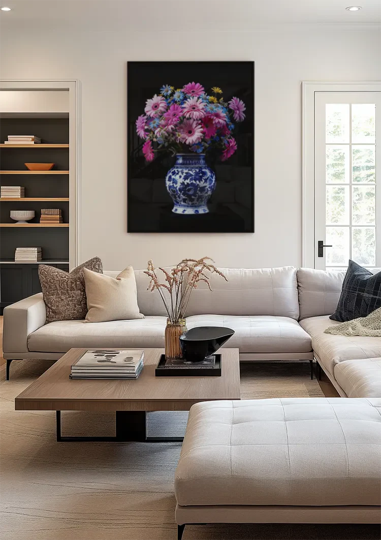 Delfts Blauw Bonte Bloemenpracht In Vaas Schilderij