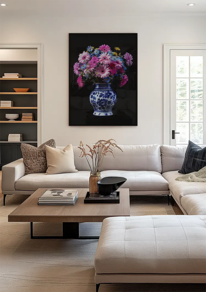 Delfts Blauw Bonte Bloemenpracht In Vaas Schilderij
