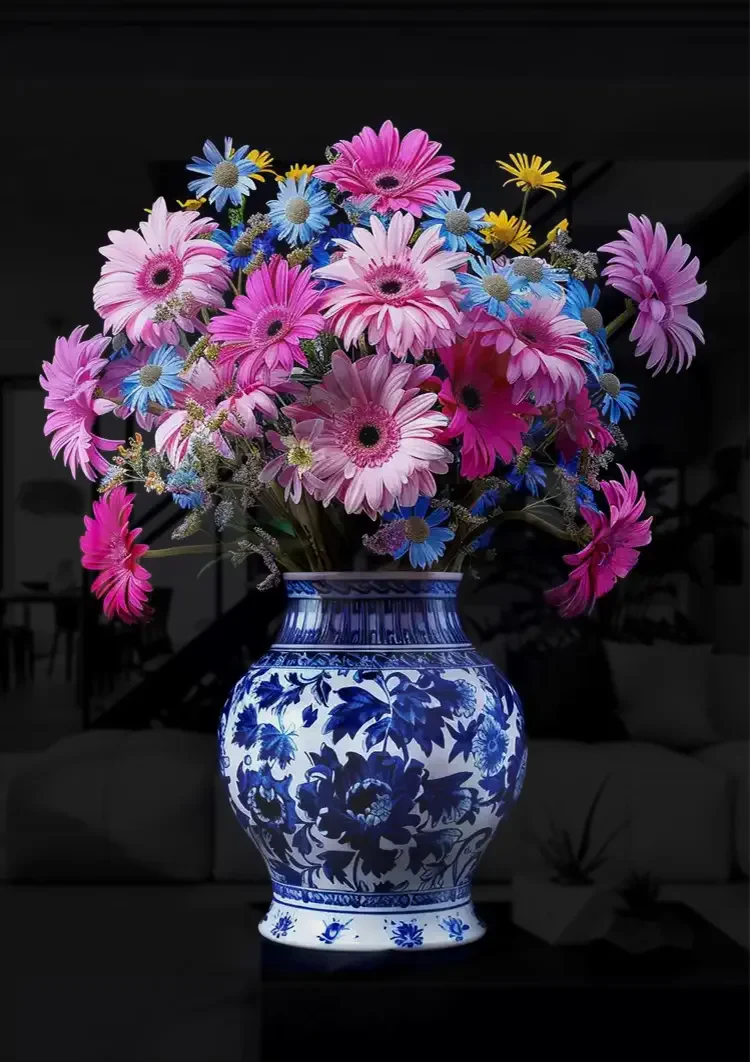 Delfts Blauw Bonte Bloemenpracht In Vaas Schilderij
