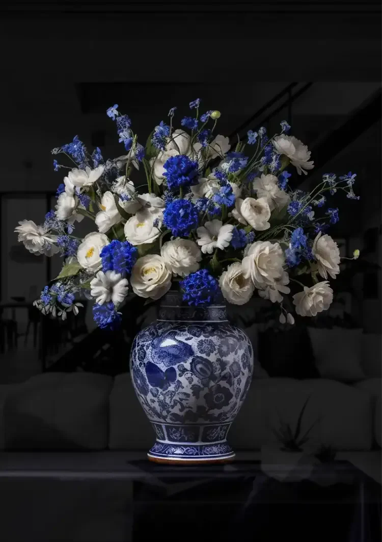 Delfts Blauw Vaas Met Bloemen Schilderij