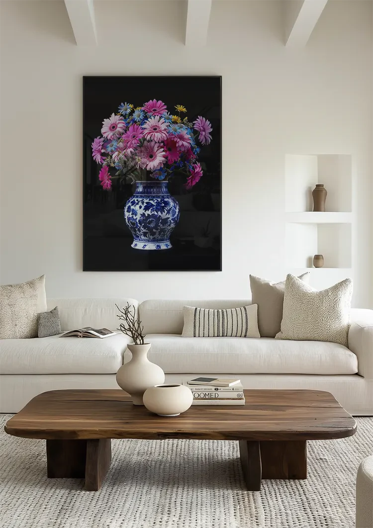 Delfts Blauw Bonte Bloemenpracht In Vaas Schilderij